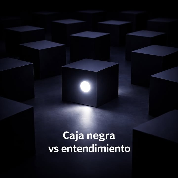 Ilustración de múltiples cajas negras con una iluminada representando la falta de transparencia en modelos de IA en MMM